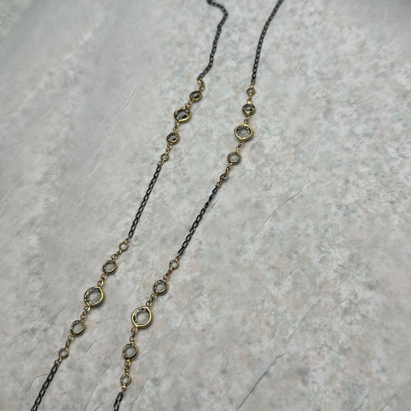 Vintage Signed Crown TRIFARI Necklace Gold Tone & Black  Chain Link Glass - Picture 13 of 15